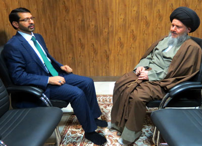 حضرت آیت اللہ العظمیٰ سید کمال حیدری (دام ظلہ) کی عراق کے ادارہ نظارت و تفتیش  کے صدر سے ملاقات